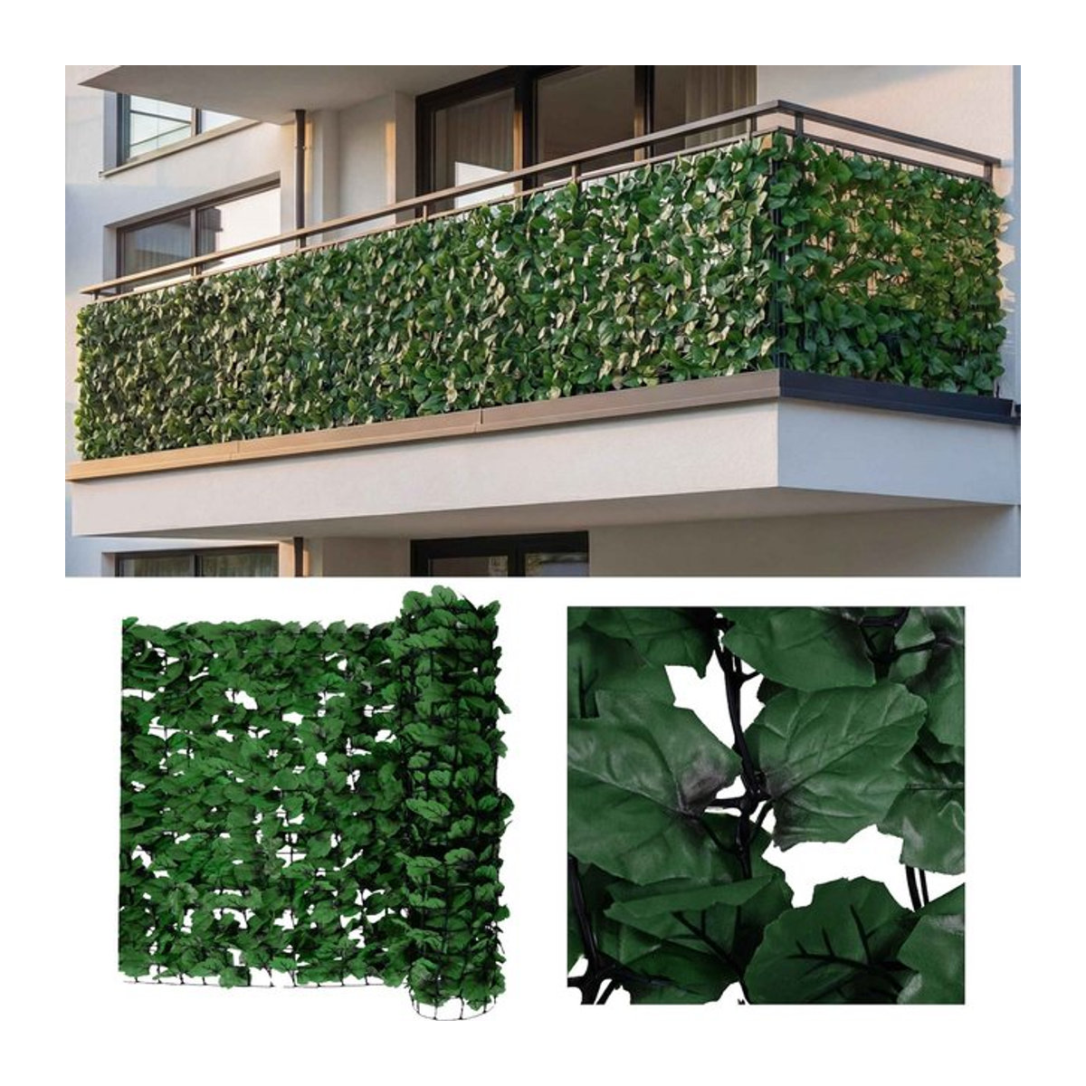 MCW Balkonsichtschutz als Windschutz und Sichtschutz Verkleidung für Balkon und Terrasse in Grün, B: 300 cm, H: 100 cm - Bild 1