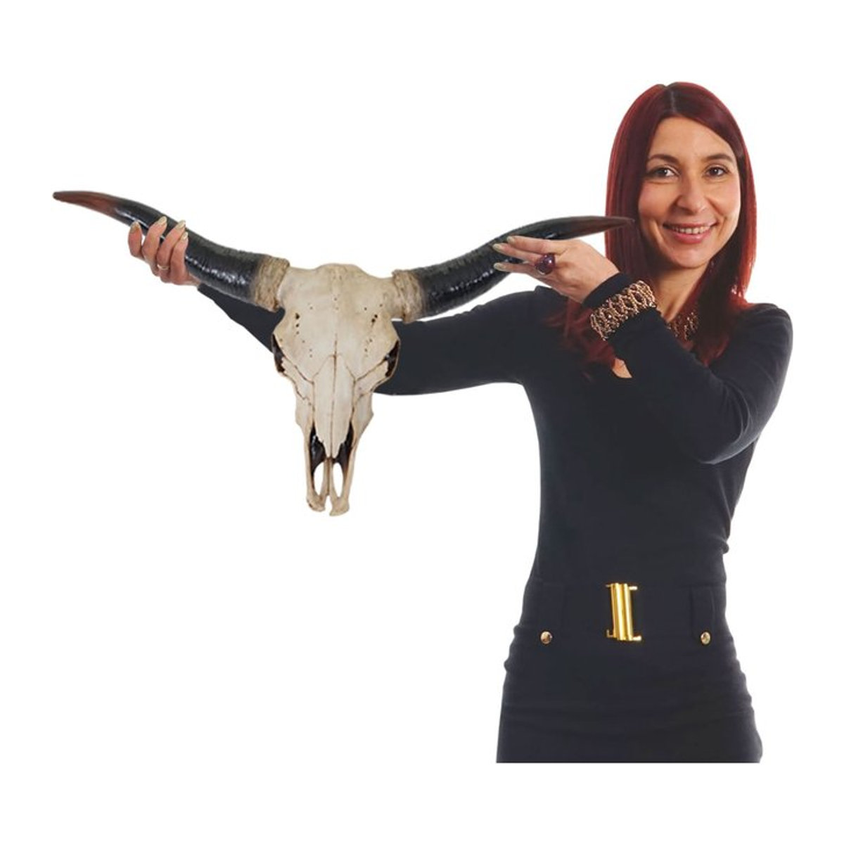 MCW Deko Schädel Longhorn Stier Bulle Trophäe aus Kunstharz, Farbe: natur/weiß, Höhe: 75 cm - Bild 1