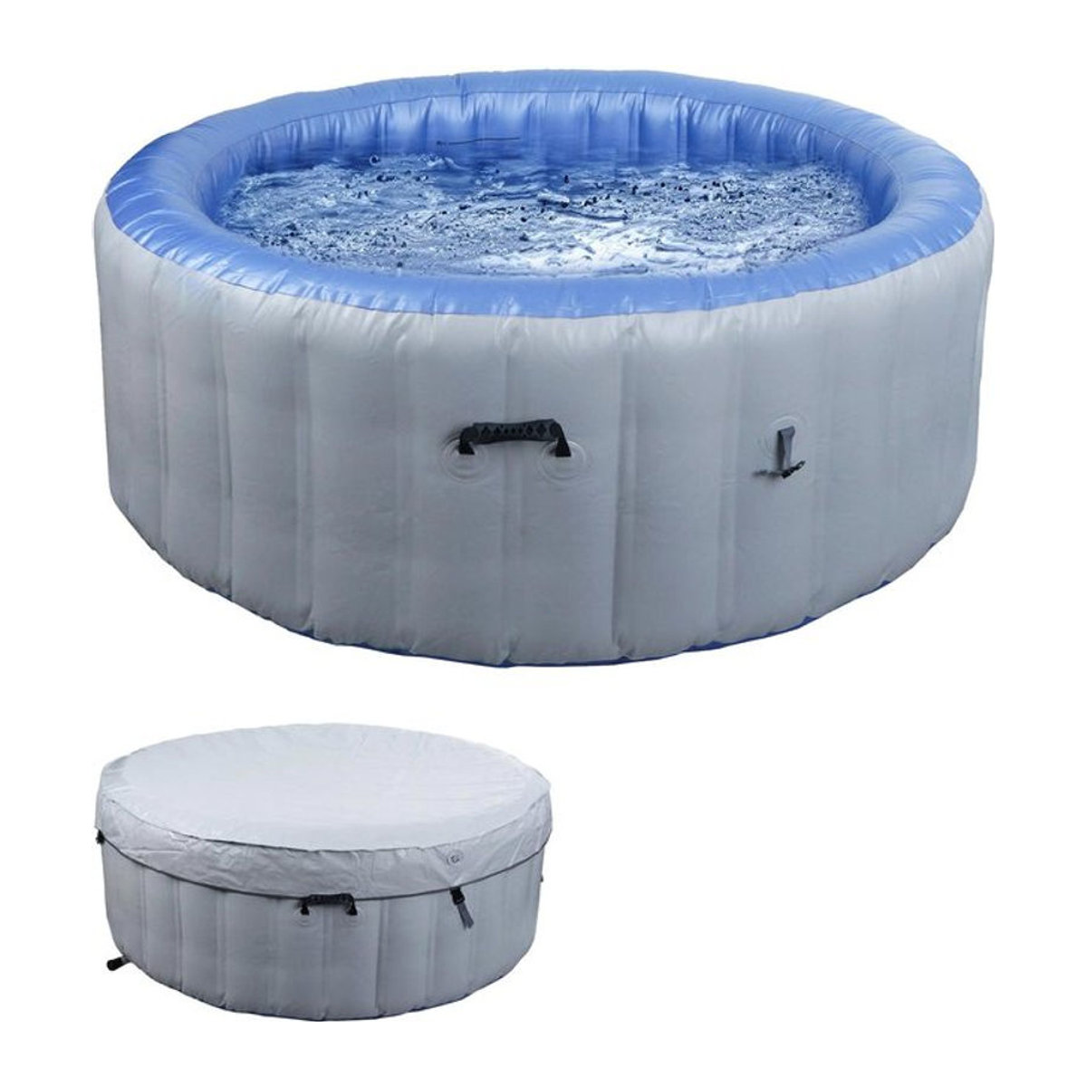 MCW Ersatz-Pool für 4 Personen, aufblasbarer In-/Outdoor Whirlpool aus laminiertem PVC, rund, Durchmesser: 180 cm, grau-blau - Bild 1