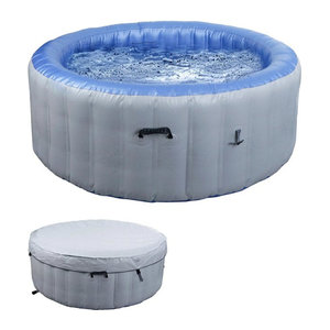 MCW Ersatz-Pool für 4 Personen, aufblasbarer In-/Outdoor Whirlpool aus laminiertem PVC, rund, Durchmesser: 180 cm, grau-blau