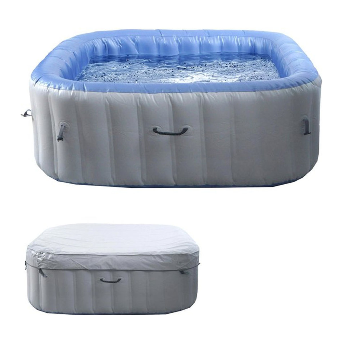 MCW Ersatz-Pool für 6 Personen, aufblasbarer In-/Outdoor Whirlpool aus laminiertem PVC, eckig, Grau-Blau, Breite: 198 cm - Bild 1