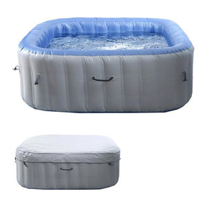 MCW Ersatz-Pool für 6 Personen, aufblasbarer In-/Outdoor Whirlpool aus laminiertem PVC, eckig, Grau-Blau, Breite: 198 cm