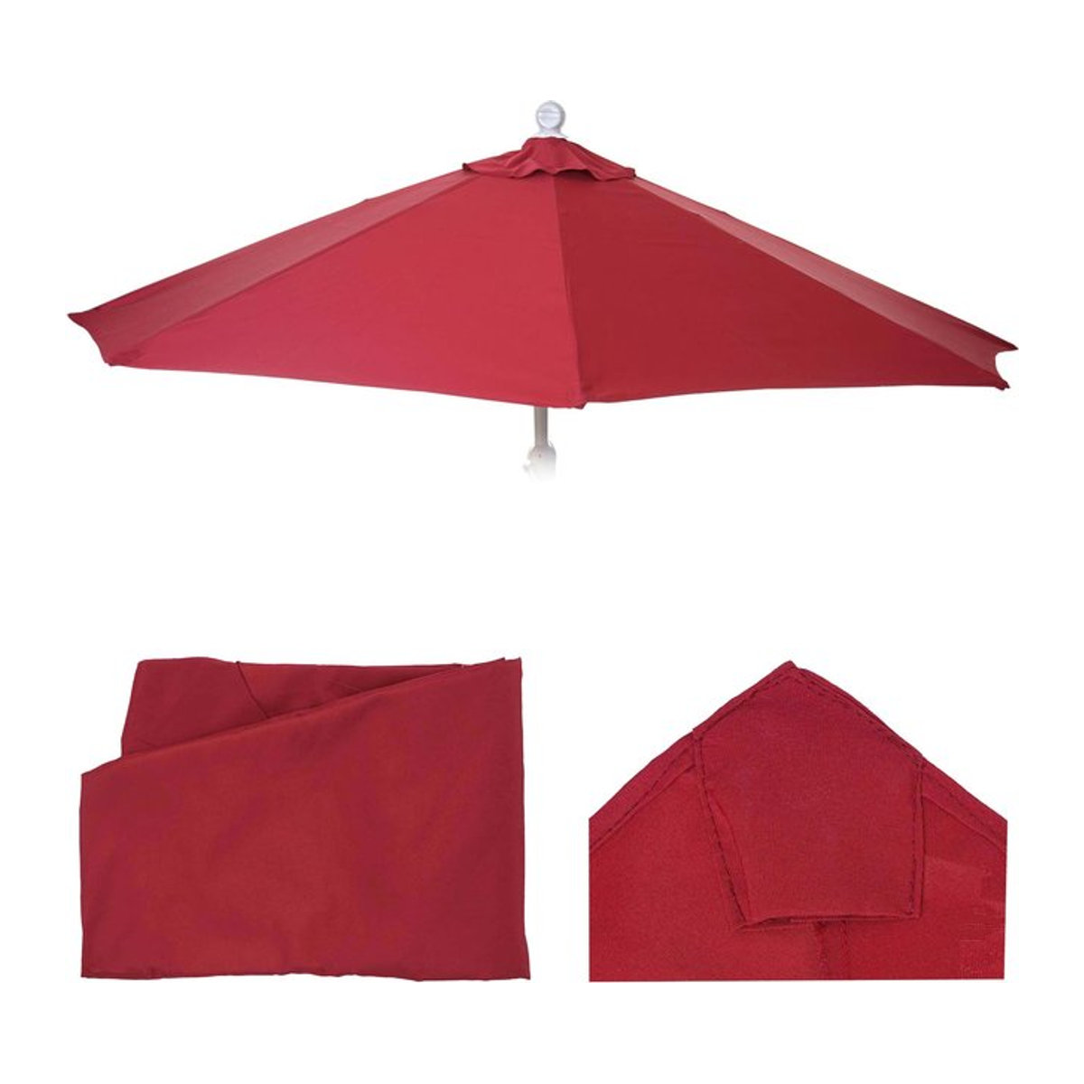 MCW Ersatzbezug für Sonnenschirm Lorca halbrund, Farbe Rot, Durchmesser: 270 cm, UV 50+ - Bild 1