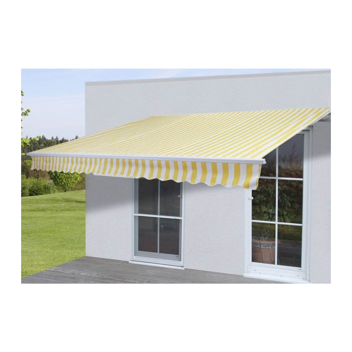 MCW Gelenkarmmarkise H790 Sonnenschutz aus Acryl in Gelb/Weiß B: 400 cm, H: 300 cm - Bild 1
