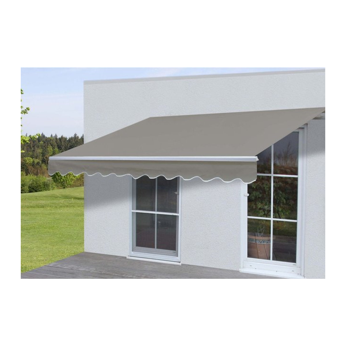 MCW Gelenkarmmarkise H790 Sonnenschutz aus Polyester in Grau-Braun, B: 400 cm, H: 300 cm - Bild 1
