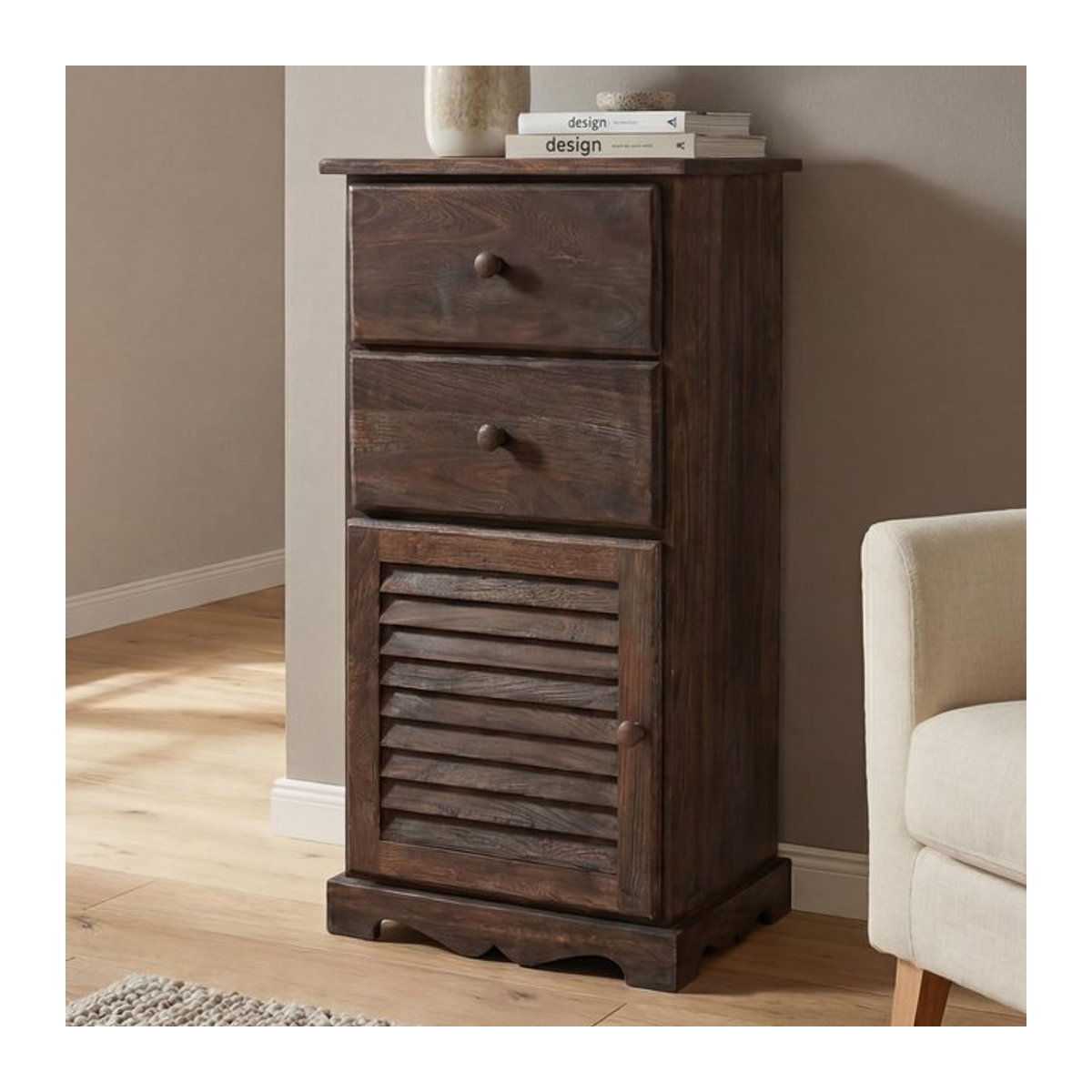 MCW Kommode Schrank im Shabby-Look und Vintage-Design, Braun, B/T/H: 81 x 32 x 40 cm - Bild 1