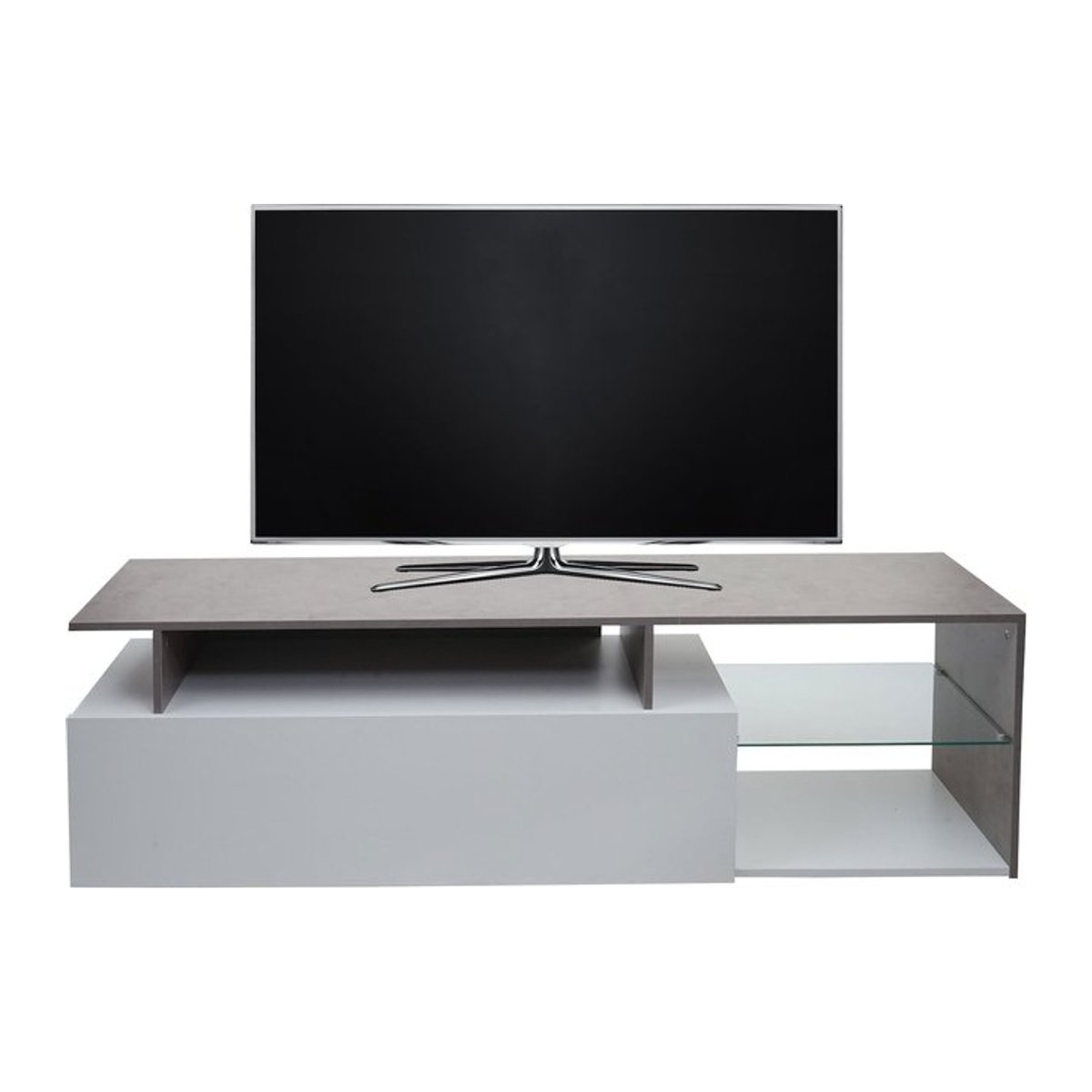 MCW Lowboard TV-Rack MCW-L35 in Beton-Optik Weiß mit Holzwerkstoff, B/T/H: 170 x 40 x 40 cm - Bild 1