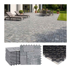 MCW Naturstein Steckfliese für Balkon und Terrasse, Bodenfliese Dunkelgrau, B/T: 30 x 30 cm
