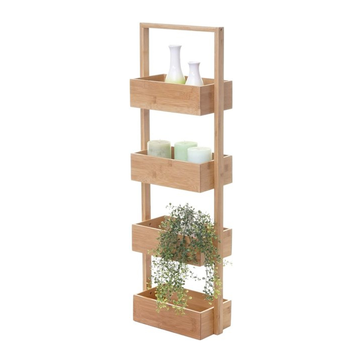 MCW Standregal aus Bambus mit 4 Körben in Braun, B/T/H: 88 x 28 x 15 cm - Bild 1