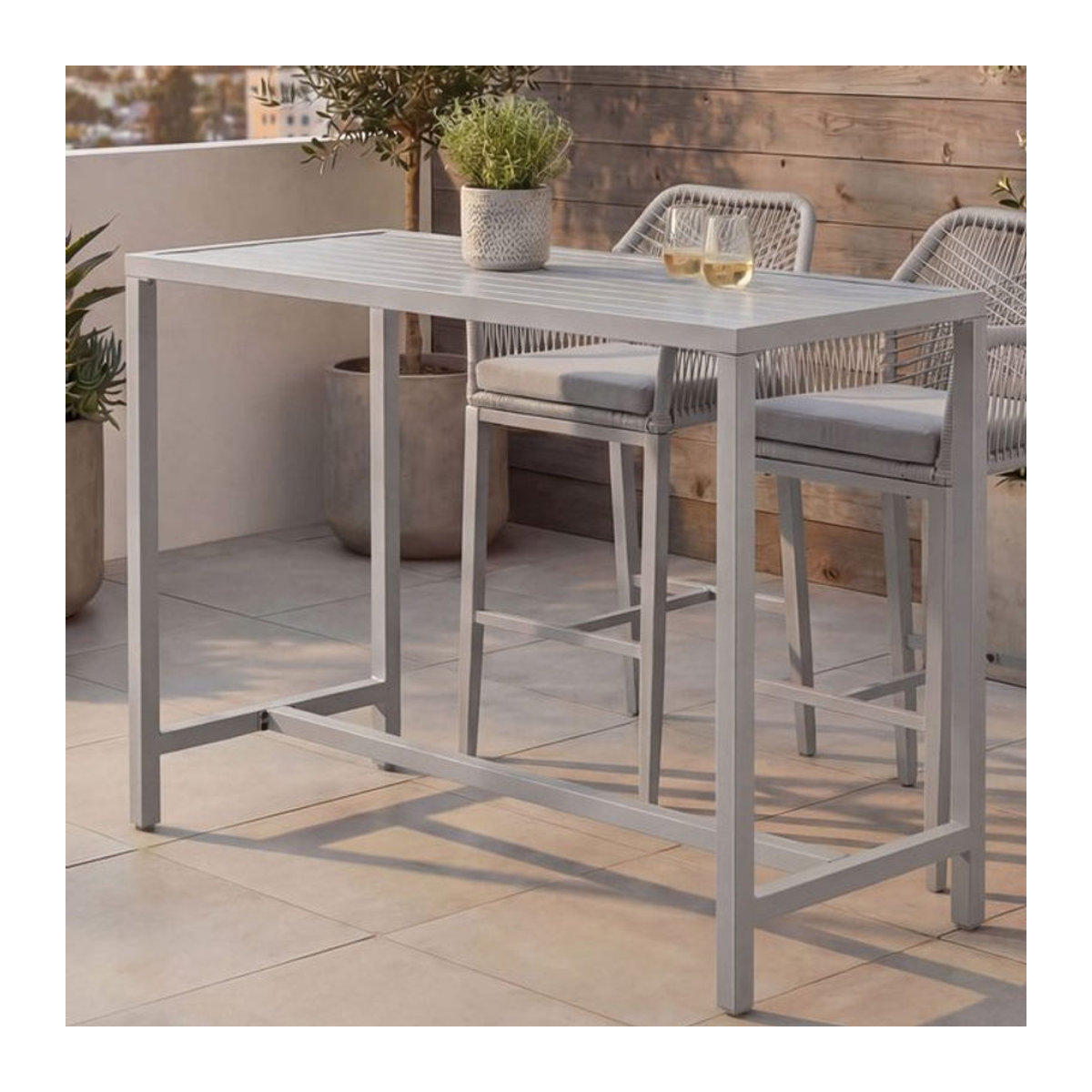 MCW Stehtisch MCW-P91 Gartentisch aus Metall in Grau B/T/H: 130 x 105 x 65 cm - Bild 1