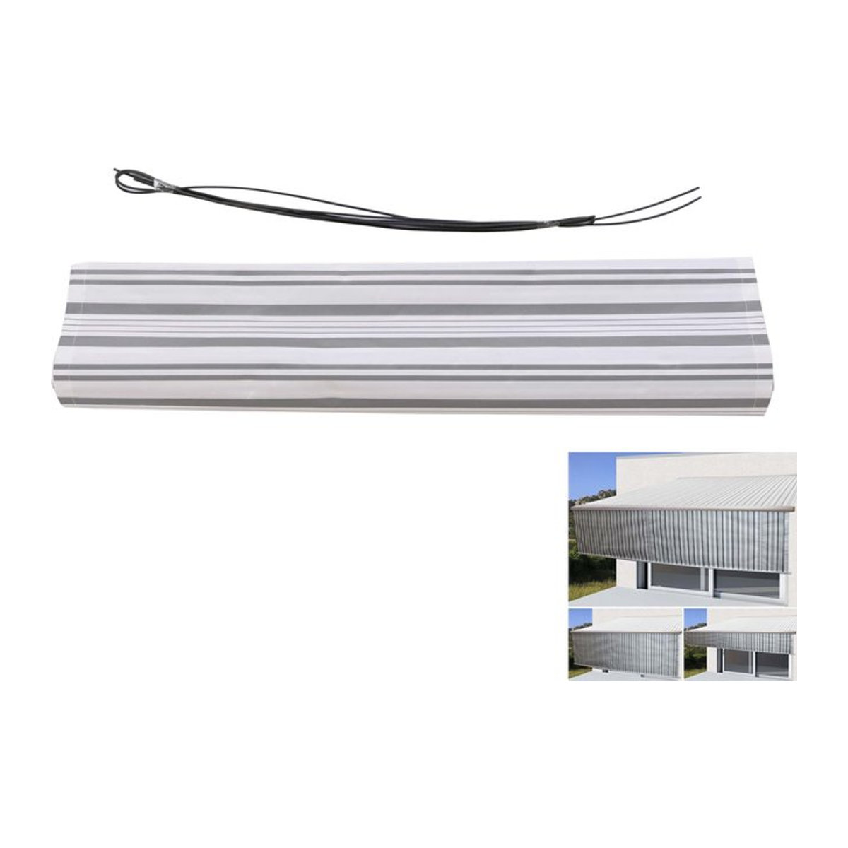 MCW Volant für elektrische Vollkassetten-Markise T124 aus Polyester, grau-weiß, 5 x 3 m - Bild 1