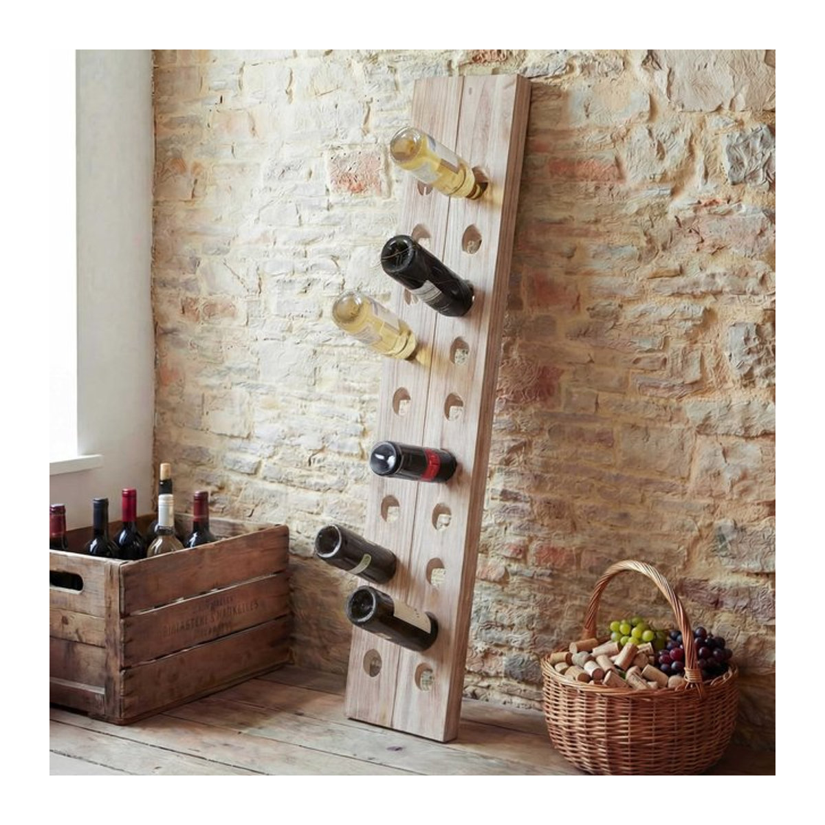MCW Weinregal Rüttelbrett im Shabby-Look für 20 Flaschen, Retro Landhausstil, Braun - Bild 1