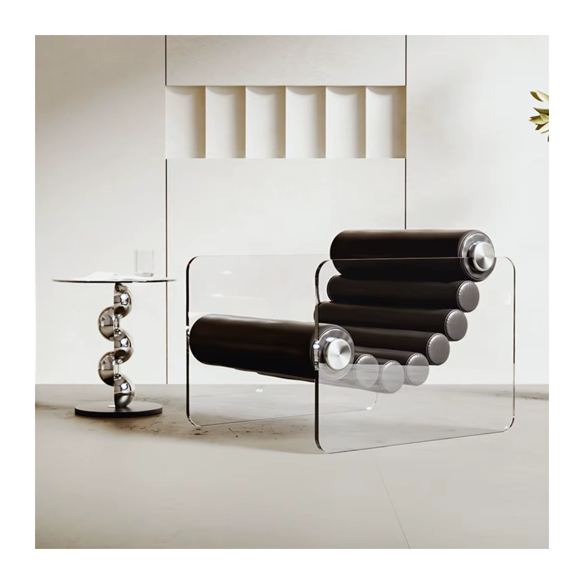 MDUG Design Lounge-Stuhl in Schwarz für Wohnzimmer und Balkon mit Armlehnen und Rückenlehne - Bild 2