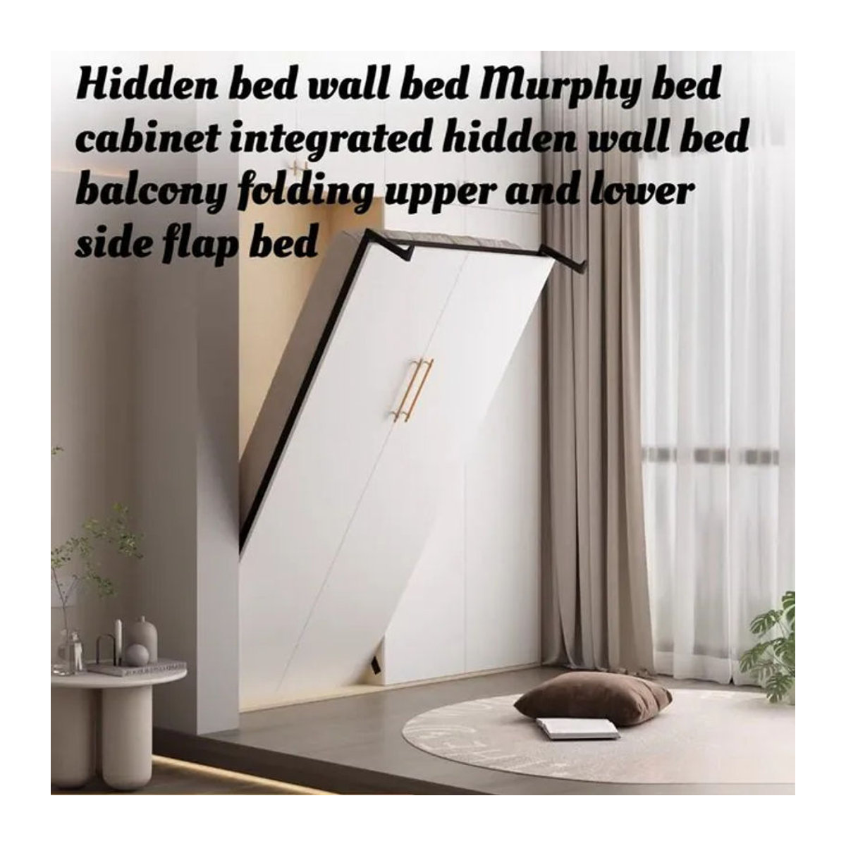MDUG Murphy-Wandbett in Weiß, minimalistisches Queensize Klappbett mit platzsparender Schrank-Sofa-Funktion und Matratze - Bild 1