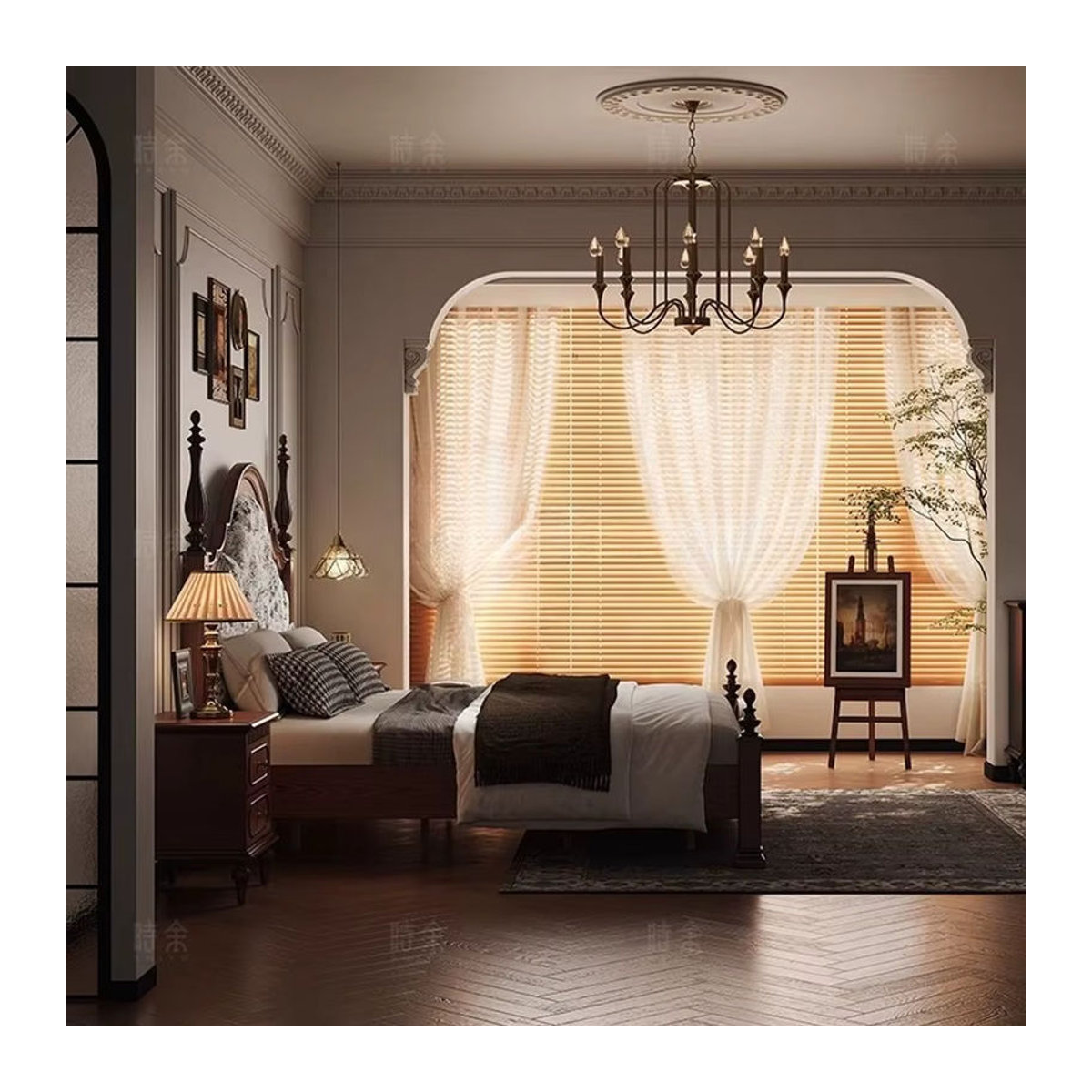 MDUG Polsterbett in Braun im minimalistischen Vintage-Design mit klassischem Retro-Stil, B/T/H: 200 x 180 x 180 cm - Bild 3