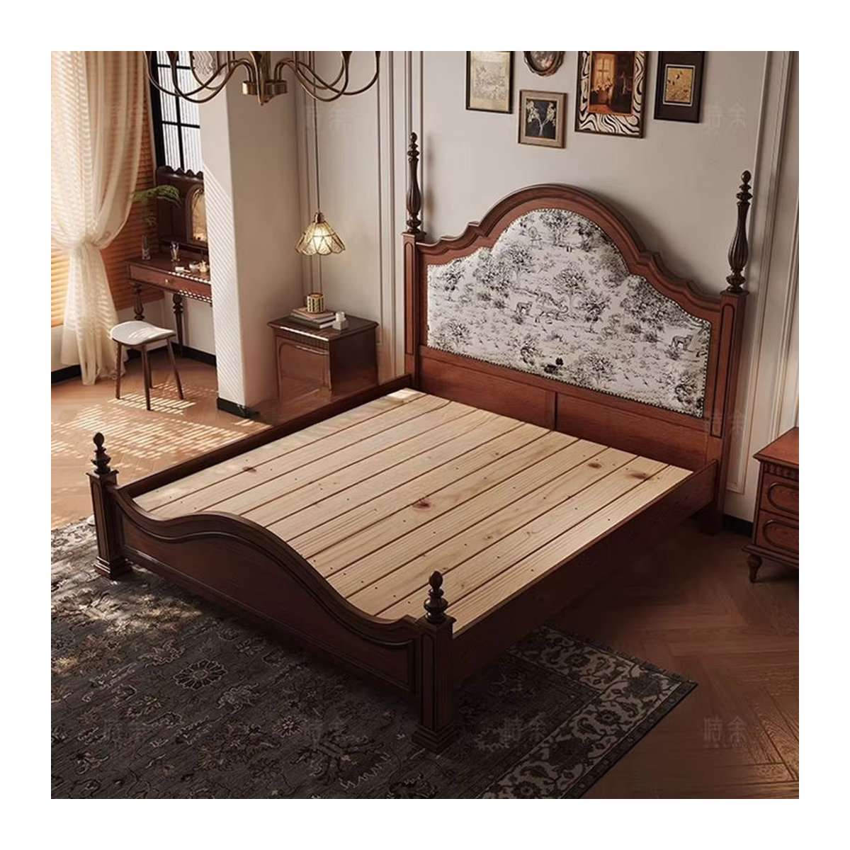 MDUG Polsterbett in Braun im minimalistischen Vintage-Design mit klassischem Retro-Stil, B/T/H: 200 x 180 x 180 cm - Bild 4