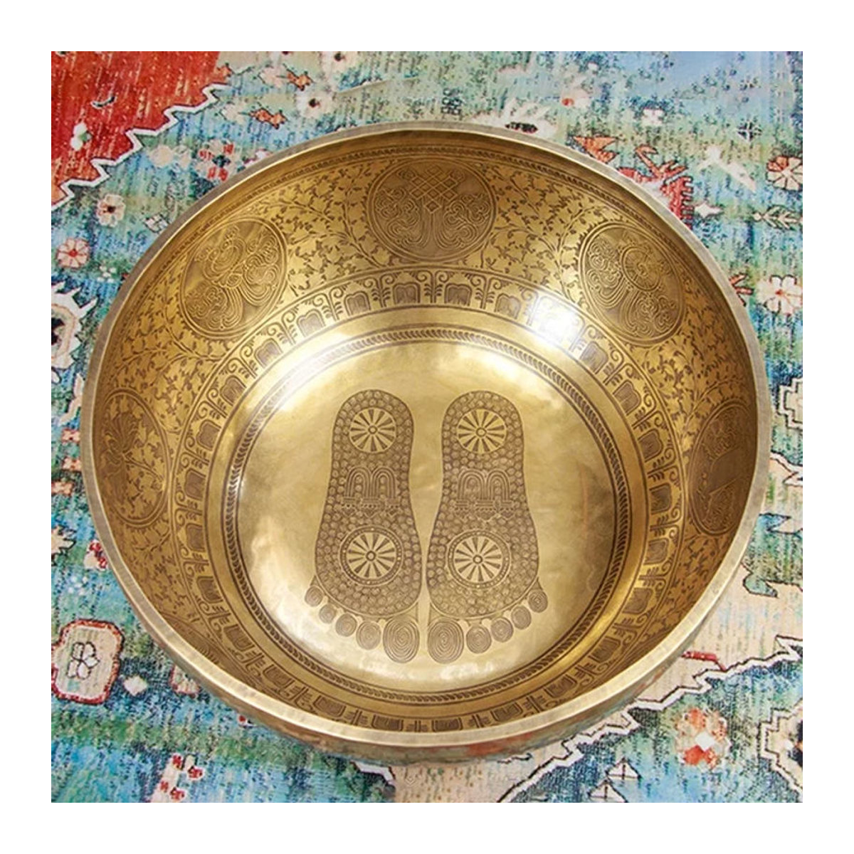 MDUG Tibetische Klangschale aus Messing in Gold für Meditation und Fußmassage, handgemacht in Nepal - Bild 1