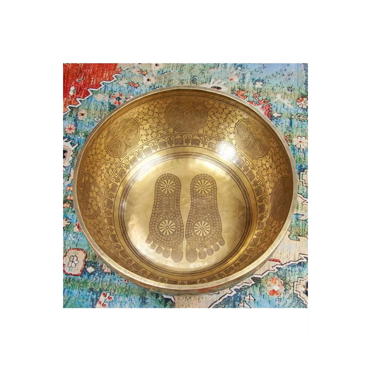 MDUG Tibetische Klangschale aus Messing in Gold für Meditation und Fußmassage, handgemacht in Nepal - Bild 6