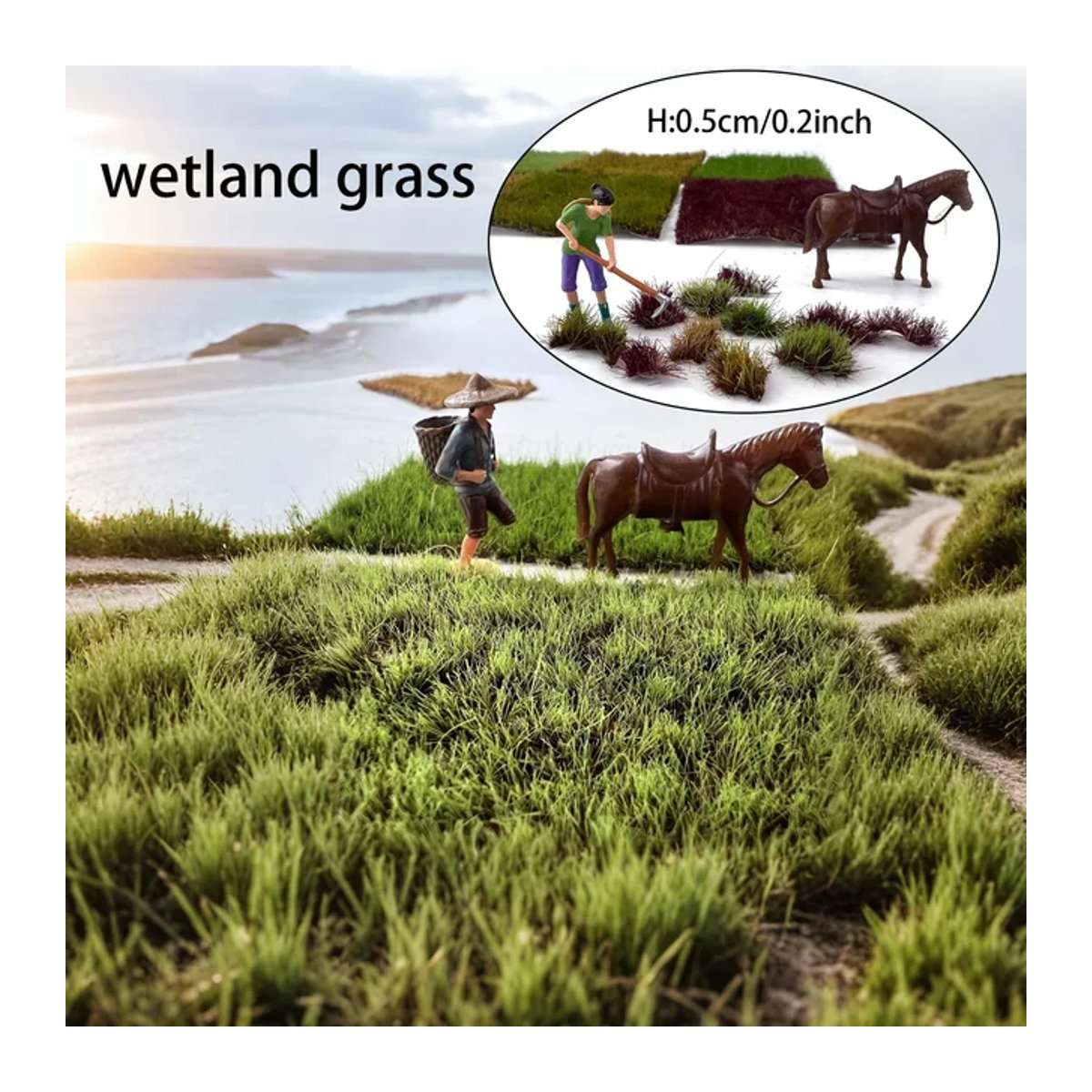 MDWD Wetland-Grascluster-Modell in Grün für DIY-Landschaften und Sandtischdekoration, 5 mm unregelmäßiges Rasenmaterial für pädagogisches Lernen - Bild 1