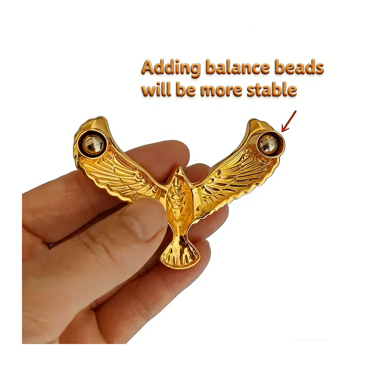 Meade Anti-Schwerkraft-Balance-Vogel-Adler-Spielzeug Pyramiden-Set aus Metall in Gold - Bild 4