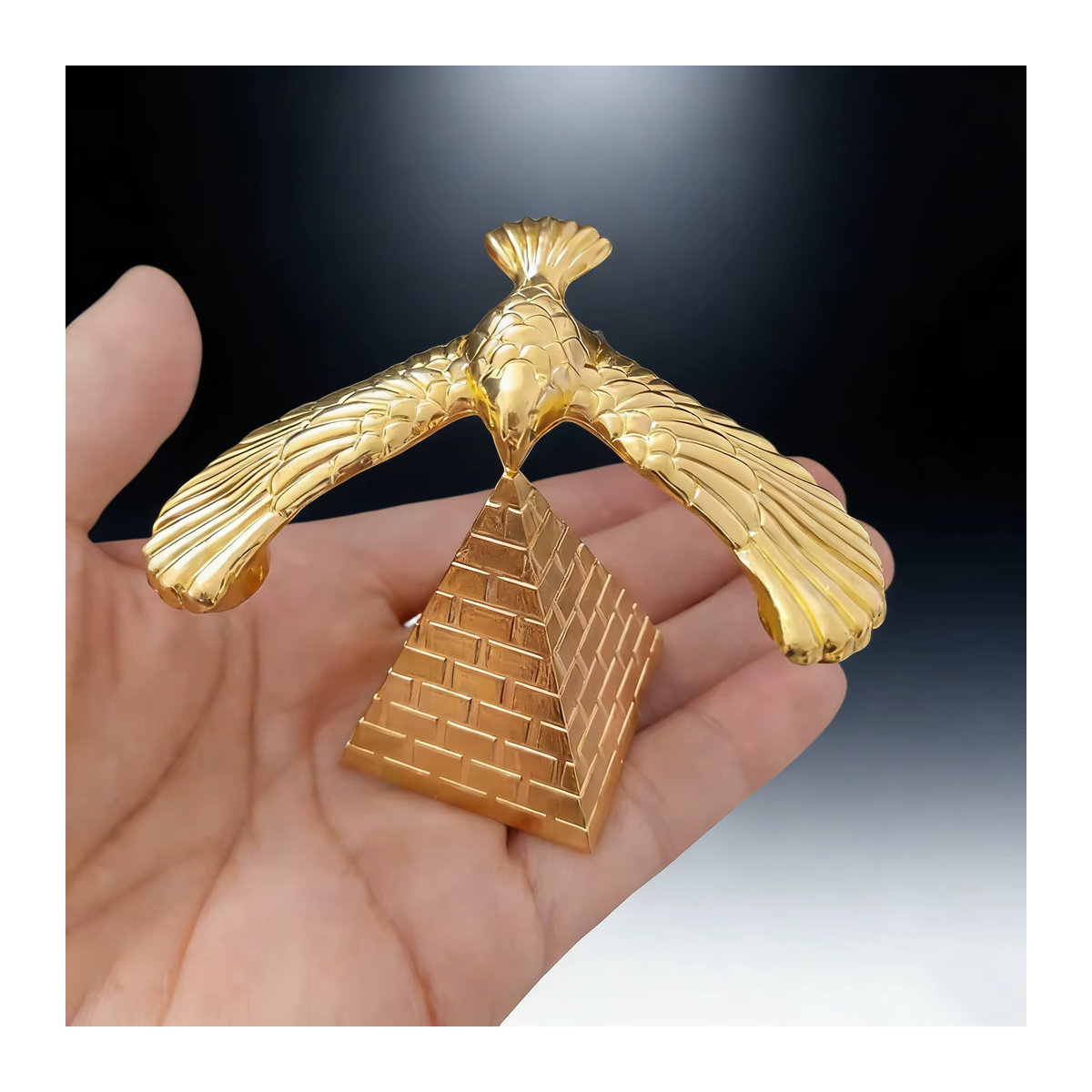 Meade Anti-Schwerkraft-Balance-Vogel-Adler-Spielzeug Pyramiden-Set aus Metall in Gold - Bild 6