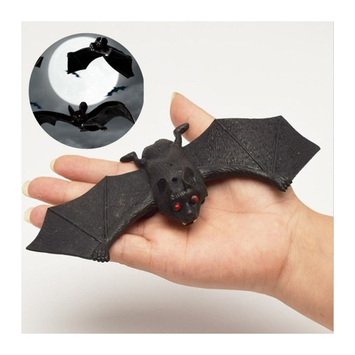 Meade Halloween Fledermaus aus schwarzem Weichgummi als Grusel-Deko und Streichartikel - Bild 1
