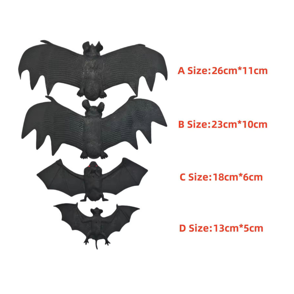 Meade Halloween Fledermaus aus schwarzem Weichgummi als Grusel-Deko und Streichartikel - Bild 5