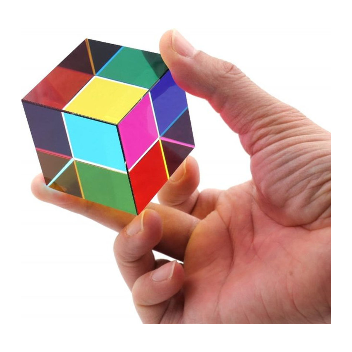 Meade Prisma Cube aus Glas als geometrisches Dekorationsobjekt in Mehrfarbig und Gold - Bild 1