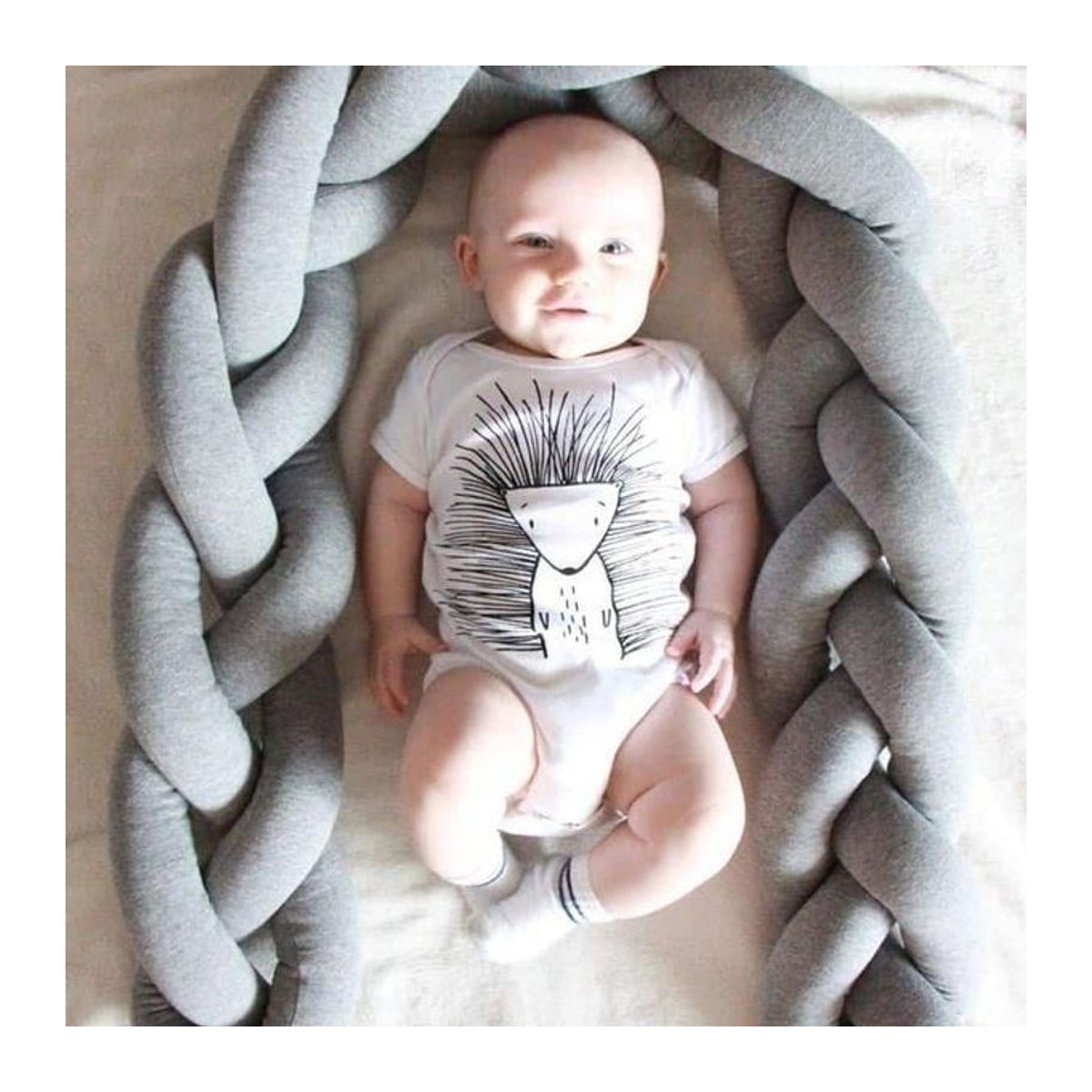 Mechamaxon Baby-Bettnestchen mit farbigem Streifenmuster als weiches Schlafschutzkissen, grün/rosa, 1 m - Bild 4