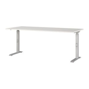 Mechanisch höhenverstellbarer Schreibtisch Agenda in Lichtgrau und Silber, Modern, B: 180 cm, T: 80 cm, H: 68-91 cm