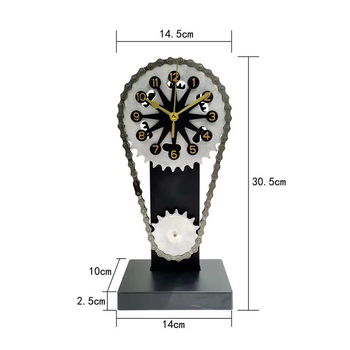 Mechanische Retro-Tischuhr aus Metall mit Getriebe-Rotation und Beleuchtung in Lila und Gold - Bild 3