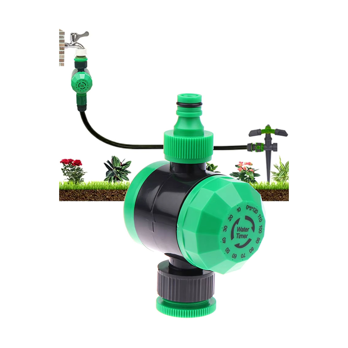 Mechanischer Bewässerungstimer für den Garten in Grün mit 2 Stunden Laufzeit für Tropfbewässerung und automatische Pflanzenpflege - Bild 6