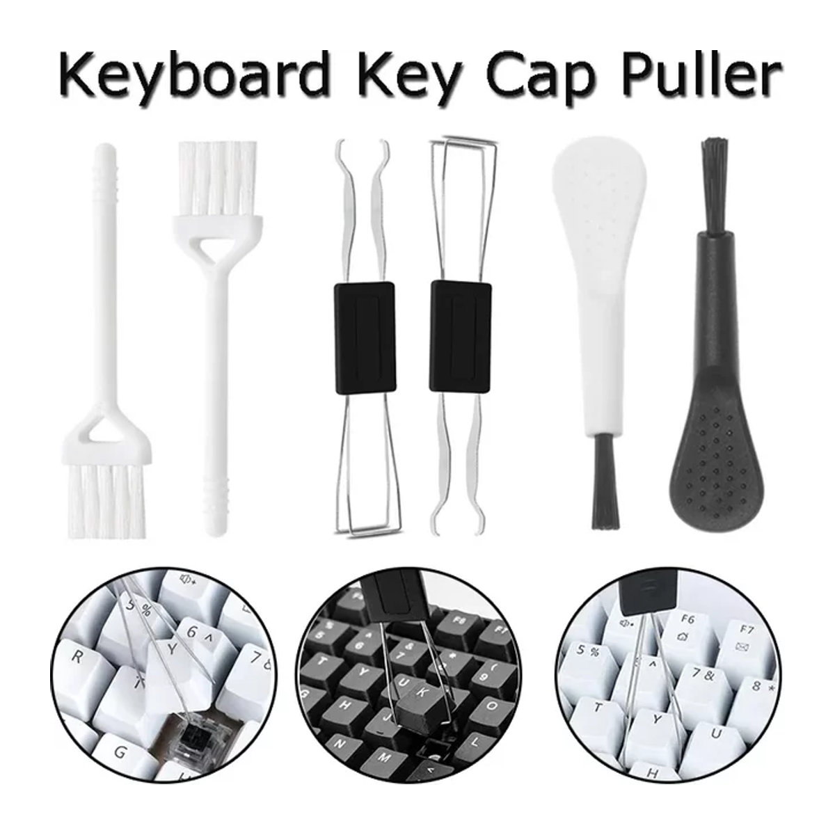 Mechanischer Tastatur Tastenkappen-Abzieher und Reiniger in Schwarz/Weiß - Bild 1