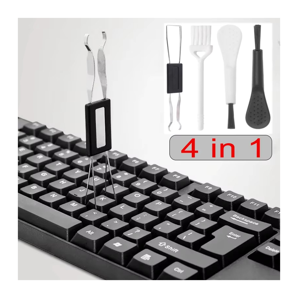 Mechanischer Tastatur Tastenkappen-Abzieher und Reiniger in Schwarz/Weiß - Bild 2