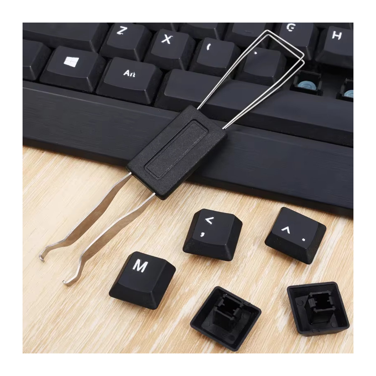 Mechanischer Tastatur Tastenkappen-Abzieher und Reiniger in Schwarz/Weiß - Bild 3