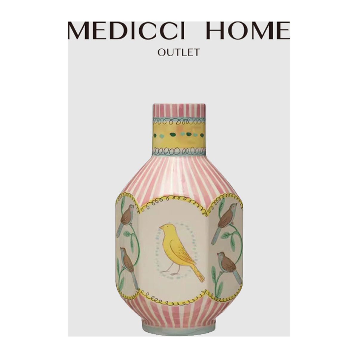 Medicci home Dekorative Keramikvase Wilde Nachtigall in Mehrfarbig für Blumenarrangements im Vintage-Stil - Bild 1
