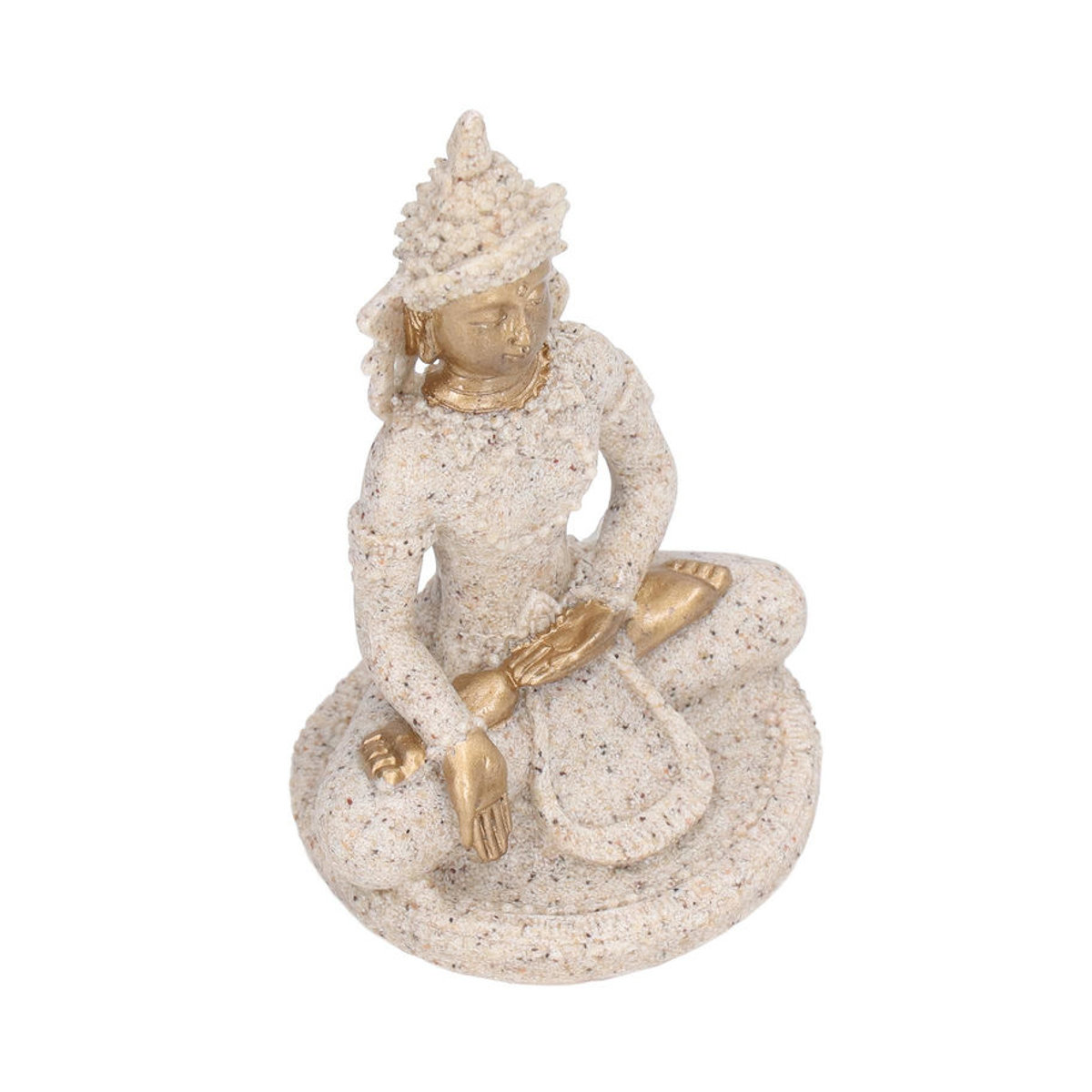 Meditierende Buddha Statue von OutsideWorld in Beige aus Kunstharz mit orientalischem Design - Bild 1