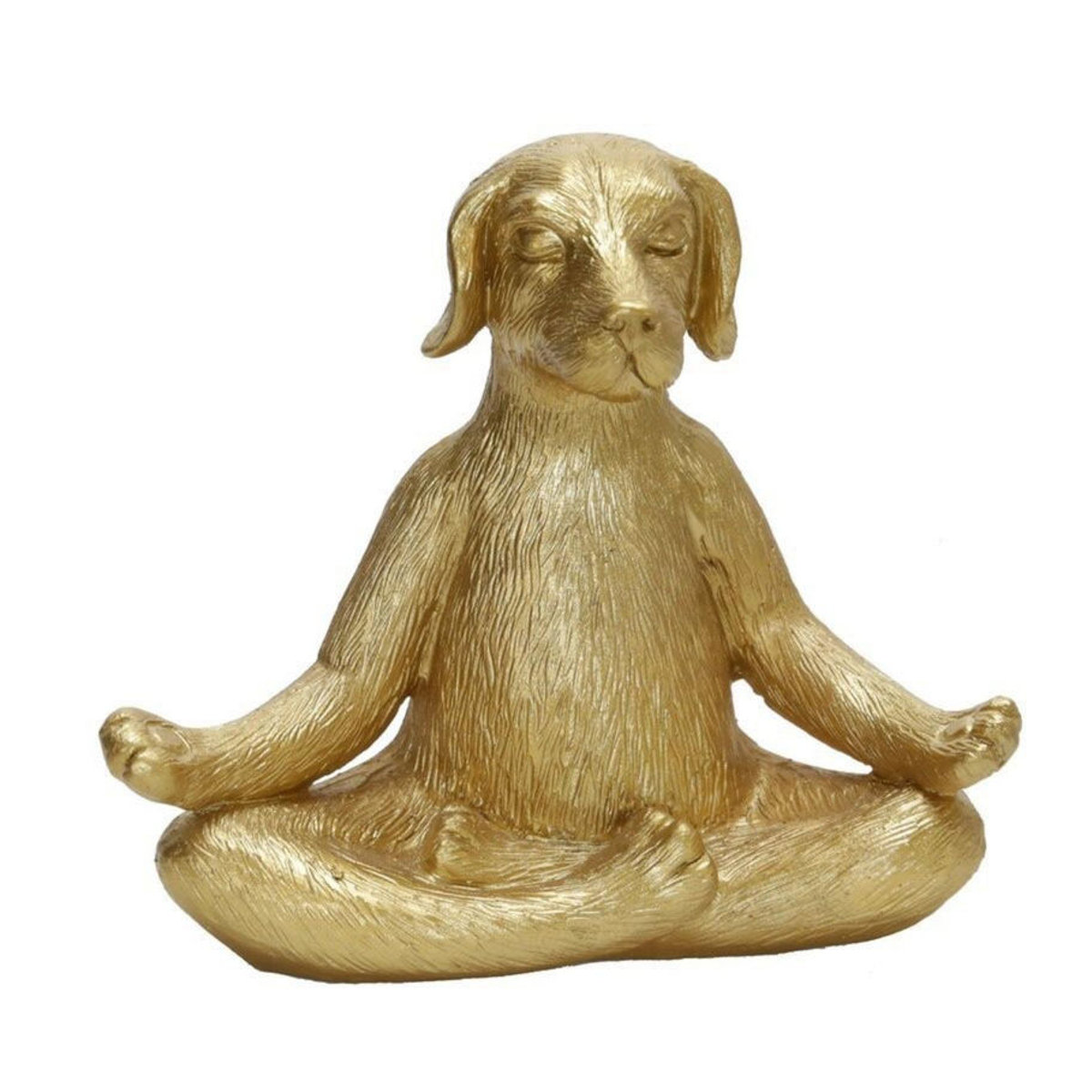 Meditierende Hundeskulptur aus Kunstharz in Gold von myhome als dekorative Yoga-Figur für dein Zuhause oder den Garten - Bild 3