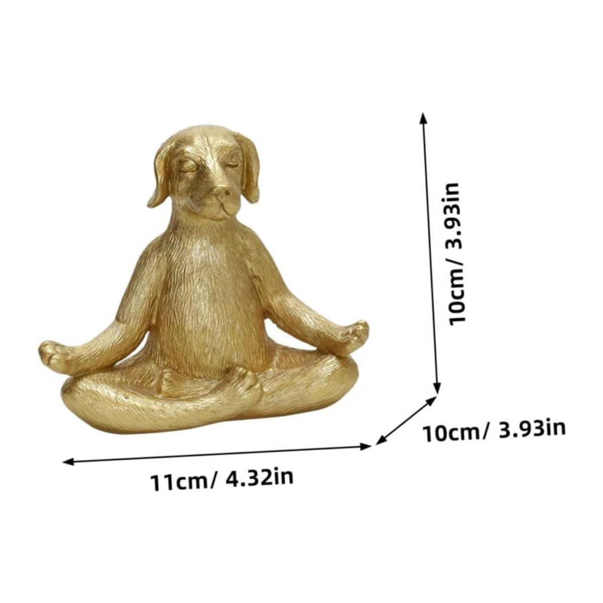 Meditierende Hundeskulptur aus Kunstharz in Gold von myhome als dekorative Yoga-Figur für dein Zuhause oder den Garten - Bild 6
