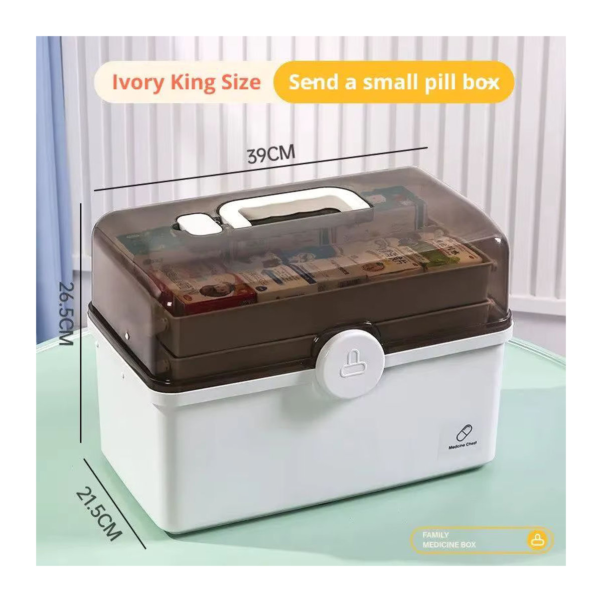 Medizinbox aus Kunststoff in Weiß oder Schwarz mit großer Kapazität und mehrschichtiger Klassifizierung für die häusliche Aufbewahrung - Bild 5