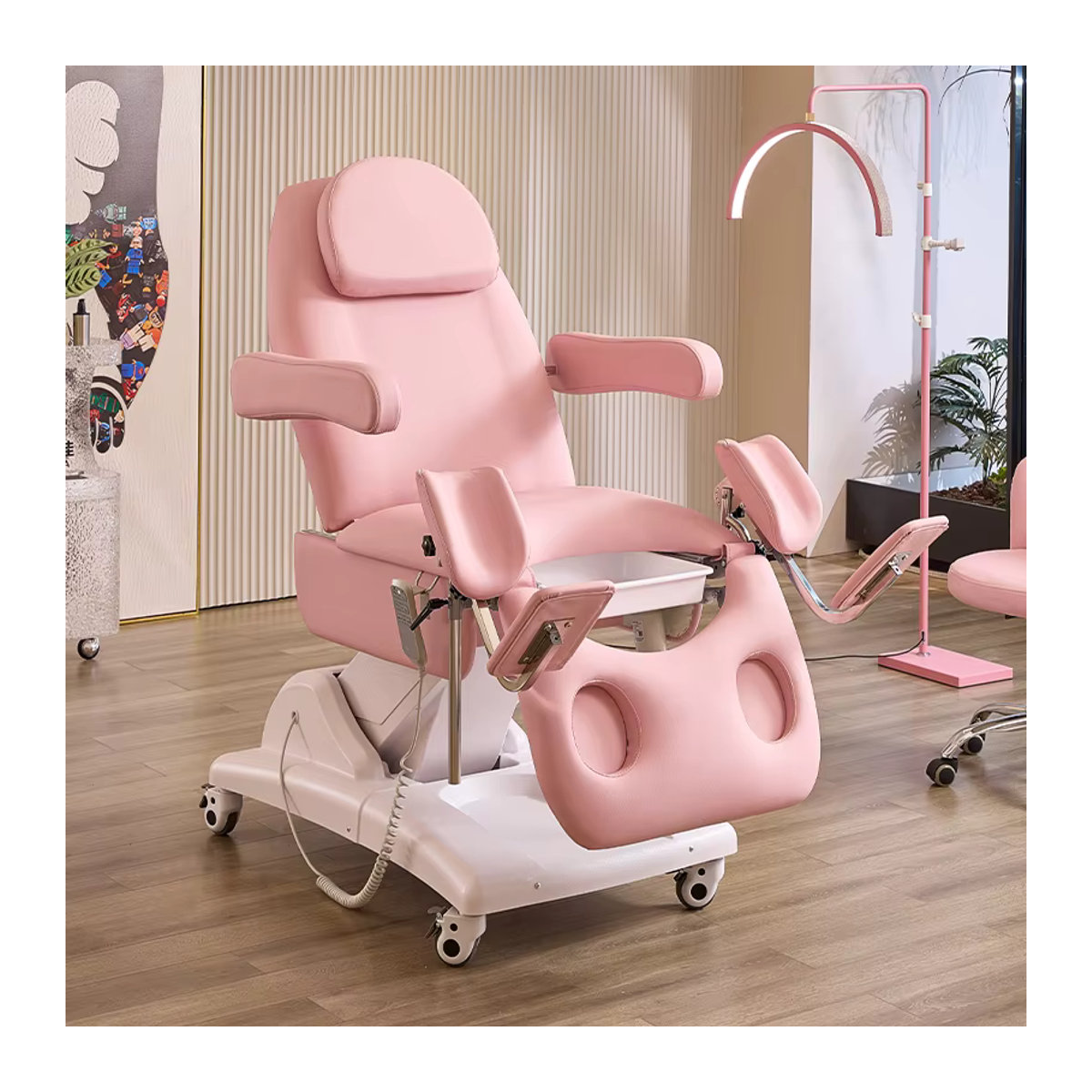 Medizinisches gynäkologisches Untersuchungsbett mit elektrischer Hebefunktion in Grau oder Pink - Bild 3