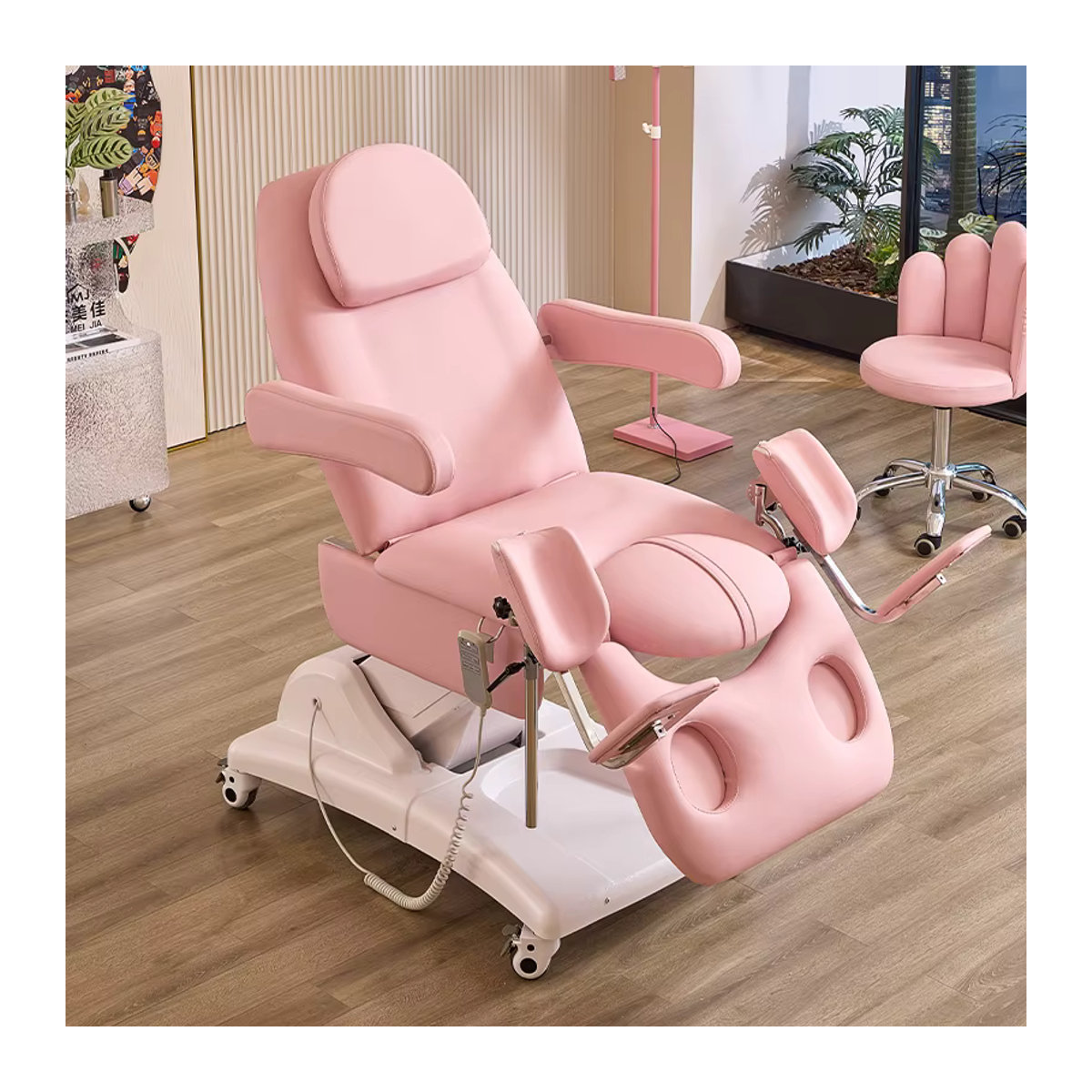 Medizinisches gynäkologisches Untersuchungsbett mit elektrischer Hebefunktion in Grau oder Pink - Bild 4