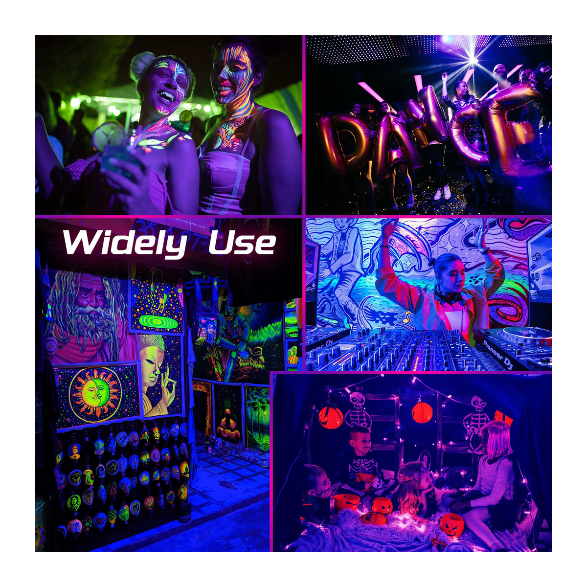 Meerox LED UV-Schwarzlicht Außenstrahler in Schwarz mit 150 W und 395 nm für Disco-Glow-Partys - Bild 5
