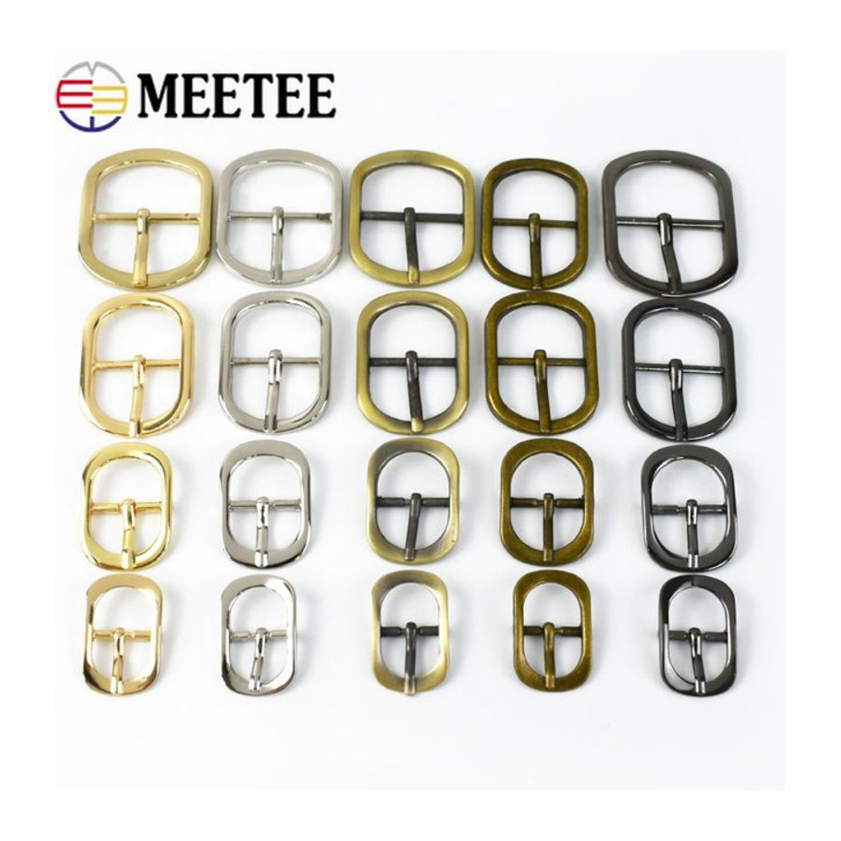 Meetee Metall-Gürtelschnallen Set als Einstellverschluss und Dornschließe für Taschen, Schuhe und Bekleidung in LightGold und Schwarz, 12–38 mm - Bild 1