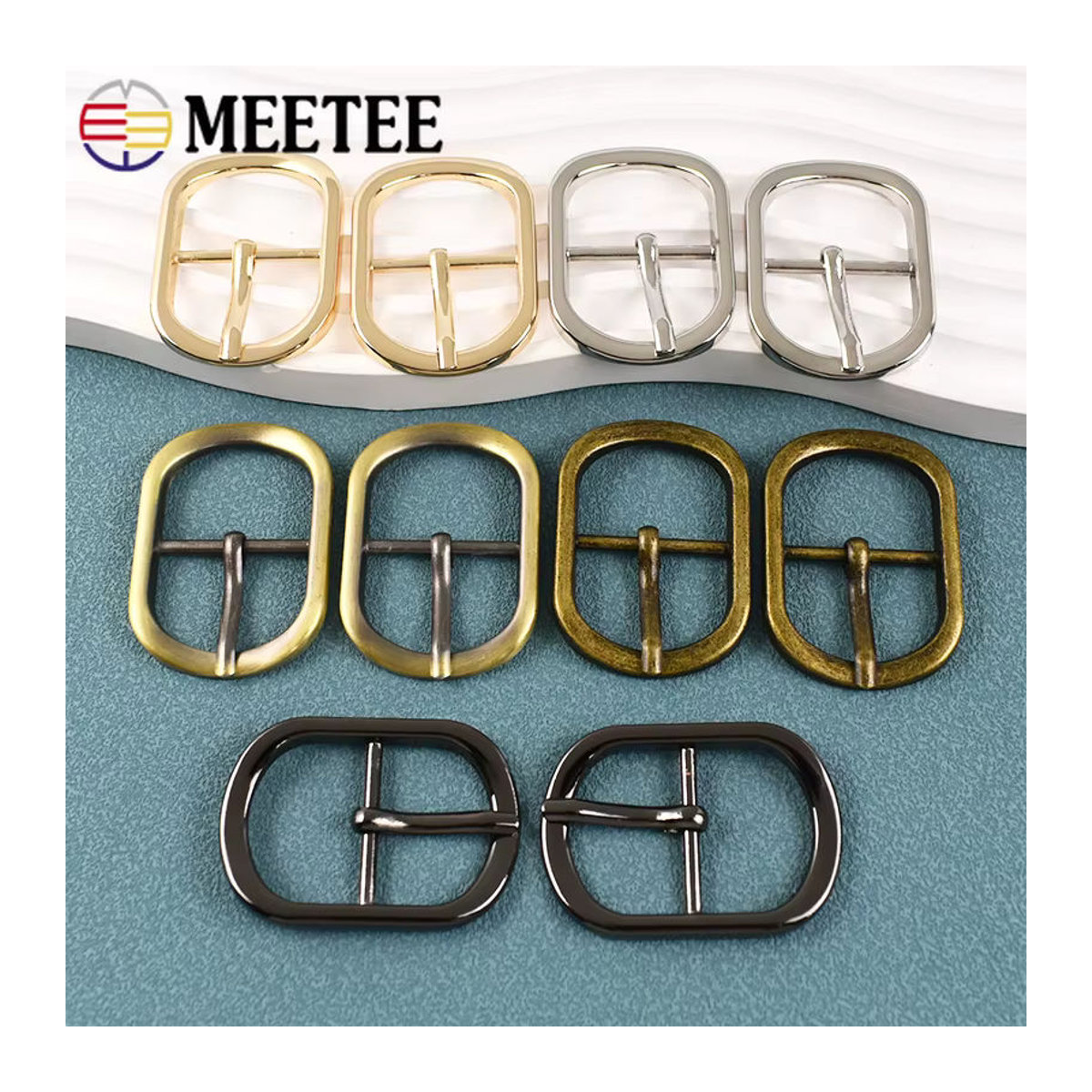 Meetee Metall-Gürtelschnallen Set als Einstellverschluss und Dornschließe für Taschen, Schuhe und Bekleidung in LightGold und Schwarz, 12–38 mm - Bild 2