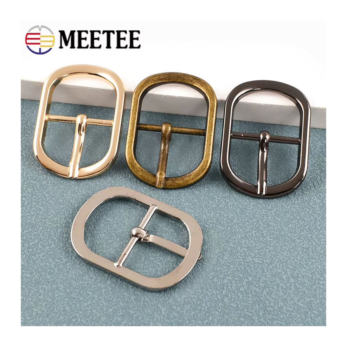 Meetee Metall-Gürtelschnallen Set als Einstellverschluss und Dornschließe für Taschen, Schuhe und Bekleidung in LightGold und Schwarz, 12–38 mm - Bild 4