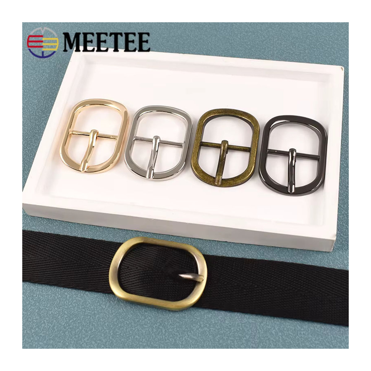 Meetee Metall-Gürtelschnallen Set als Einstellverschluss und Dornschließe für Taschen, Schuhe und Bekleidung in LightGold und Schwarz, 12–38 mm - Bild 6