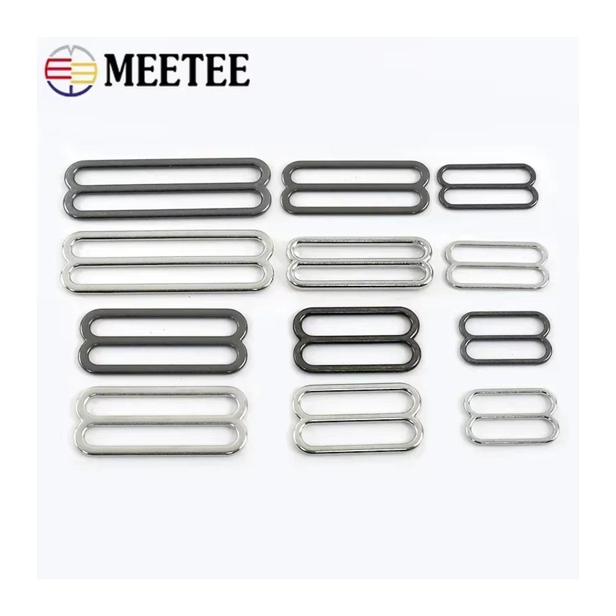 Meetee Metall Tri-Glide Schnallen und 8-förmige Ringe in Silber für BH-Träger und Bastelzubehör, 10-50 mm - Bild 2