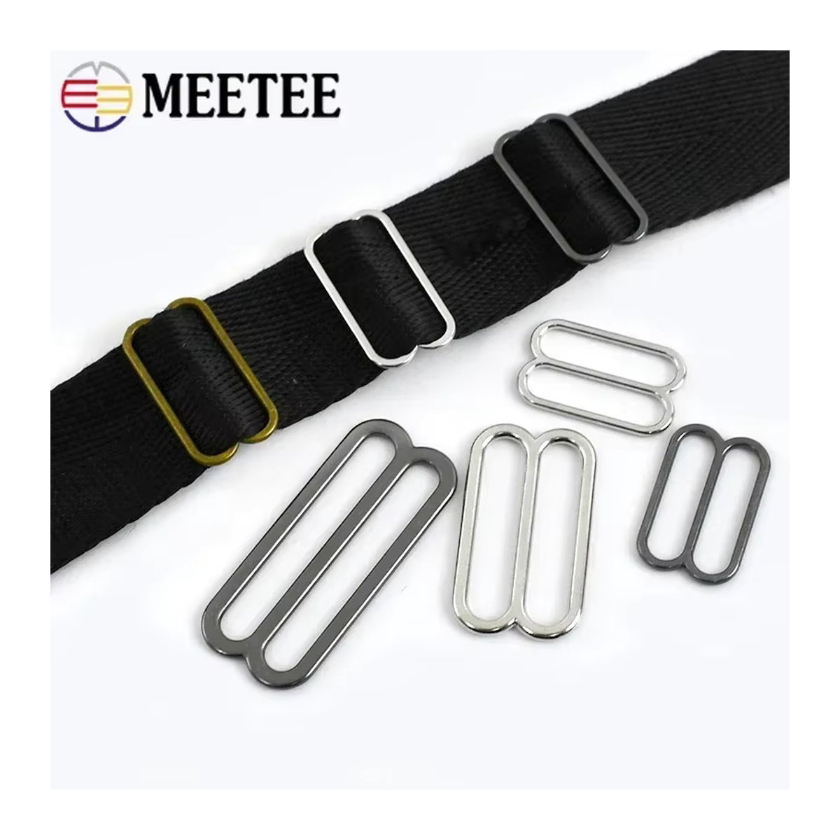 Meetee Metall Tri-Glide Schnallen und 8-förmige Ringe in Silber für BH-Träger und Bastelzubehör, 10-50 mm - Bild 5
