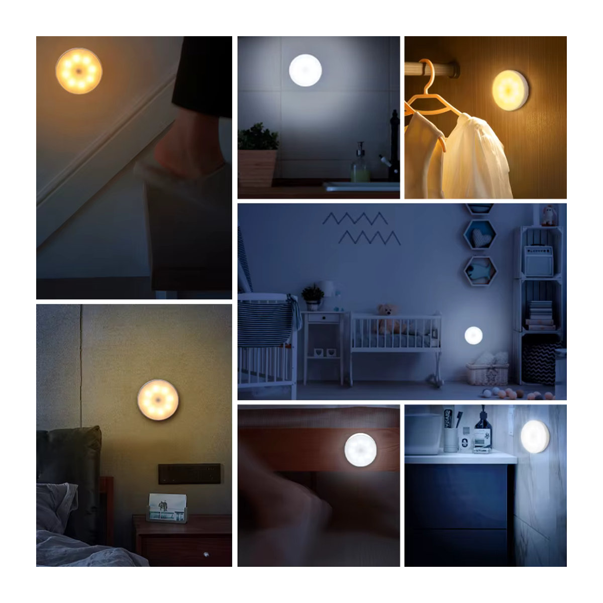 MeeToo 4er Set USB aufladbare LED Nachtlichter mit Bewegungssensor in Weiß für Schlafzimmer, Küche und Schrank - Bild 4